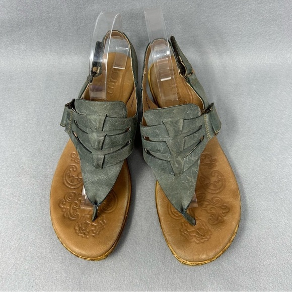 Born Karis D60504 Blue Leather Thong Wedge Sandals Women's US Size 9 - Picture 6 of 12